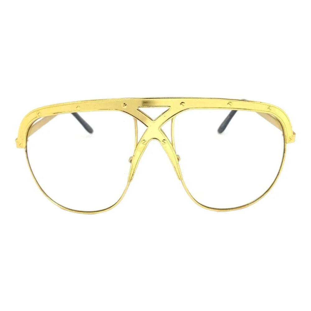 Aviator Glasses Unisex OS‎ Gold New Oversized Clear Lens Shield X-Bridge EA0227C